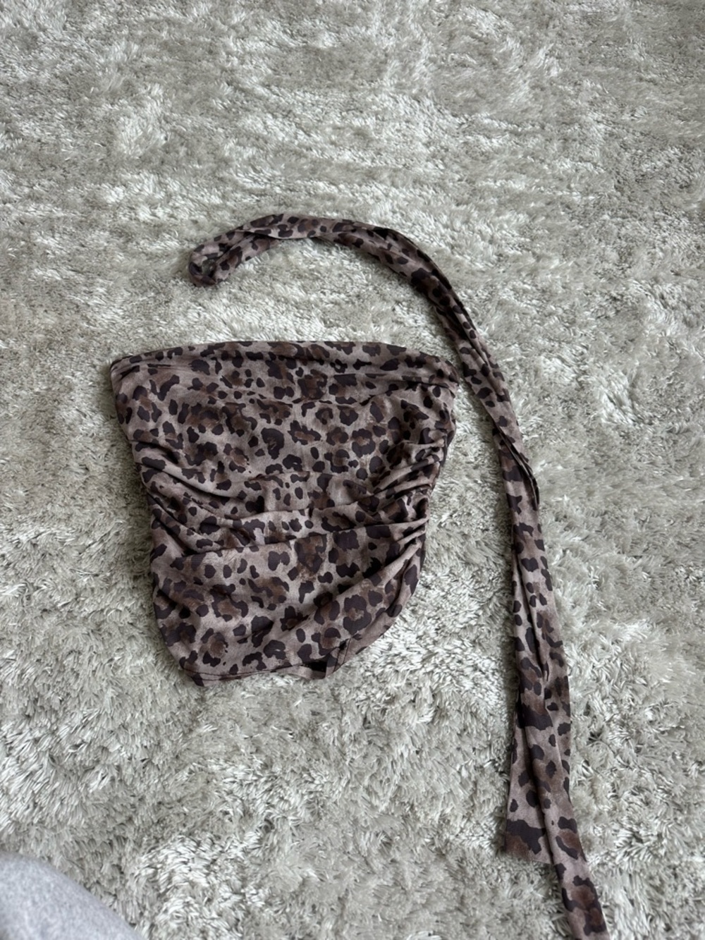 Leopard Print Brown Bandeau Scarf Top